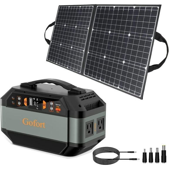 GOFORT 330W Portable Power Station; 299Wh Solar Generator Backup Power Compatible with 100W 18V Portable Solar Panel; Foldable Solar Charger with USB; 18V DC; QC 3.0 Output