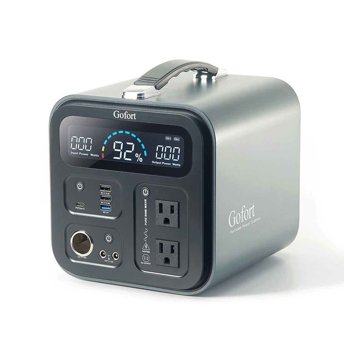 GOFORT Portable Power Station; 550Wh Solar Generator With 600W (Peak 1200W) 110V AC Outlets; 120W 12V DC; QC3.0&TypeC; SOS Flashlight; Backup Power Lithium Battery Pack