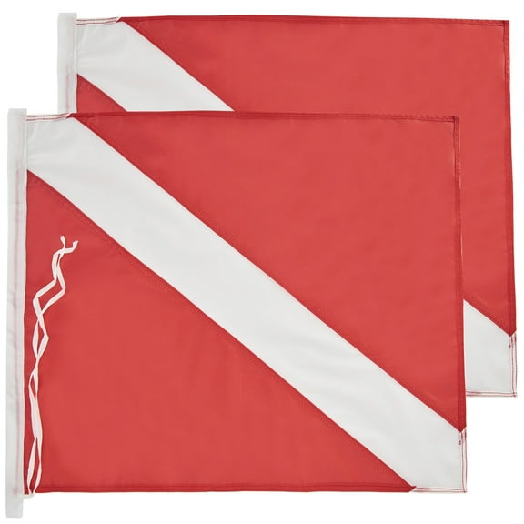 GOGHOST Dive Flag with Golden Grommets 20 in. x 24 in.  US Legal Size Diver Down Boat Flag Red White 2 Pack