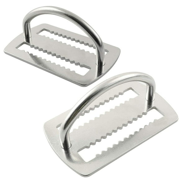 GOGHOST 2 Pack Weight Belt Keeper, 5cm/2'' Stainless Steel Serrated Scuba Diving Weight Belt Retainer Stopper with D Ring for Dive Gear and BCD Accessories