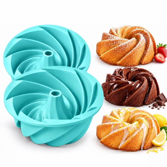 GOGHOST 2Pcs 9.5 inch Non-stick Cake Mold, moldes para gelatinas,Cake Pan for Baking, (Green)