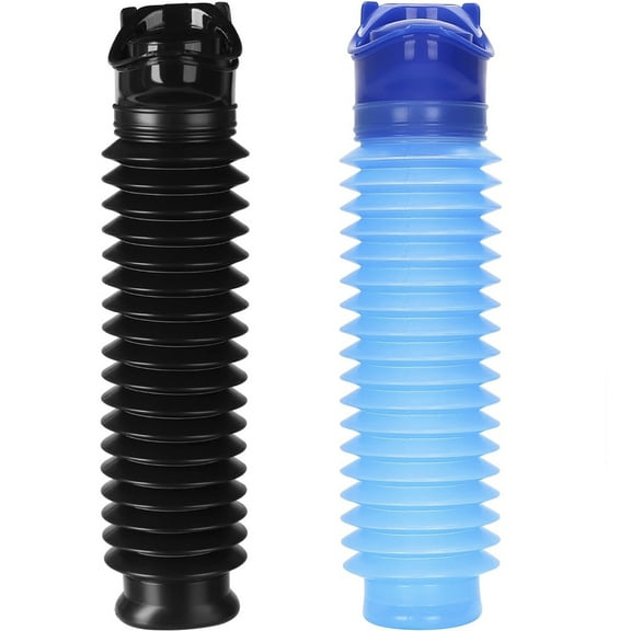 GOGHOST Emergency Portable Travel Urinal,Shrinkable Urinal for Travel,Traffic Jam and Queuing 2 Pack Black and Blue