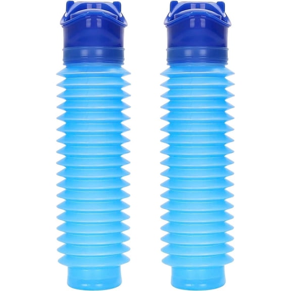GOGHOST Emergency Portable Travel Urinal,Shrinkable Urinal for Travel,Traffic Jam and Queuing 2 Pack Blue