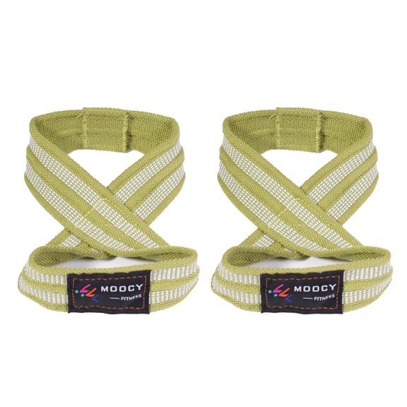 GOGHOST Figure 8 Lifting Straps for Deadlift,Weightlifting Wrist Wraps,Medium,Green