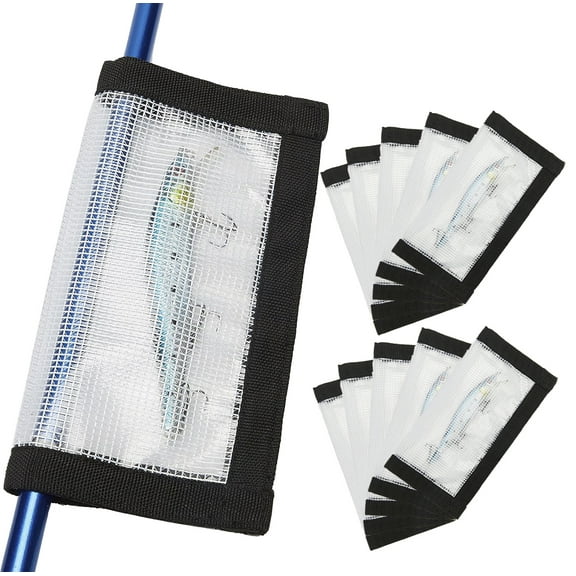 GOGHOST Fishing Lure Protective Covers for Rod, Durable Clear PVC Fishing Lure Wraps Black 10 Pack