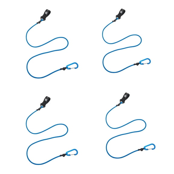 GOGHOST Kayak Paddle Leash,Lightweight Nylon Coiled Kayak Rod Leashes for Fishing Boating-Blue 4Pc
