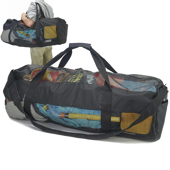 GOGHOST Mesh Dive Bag for Scuba or Snorkeling-Extra Large Beach Bags and Mesh Travel Duffle Dry Bag with Zipper and Pockets，Oversized Beach Duffle Bag Ideal for Your Pool Trip