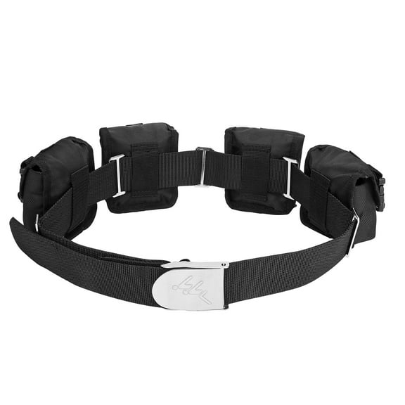 GOGHOST Scuba Weight Belt with Detachable 4 Pockets, Quick-Release Buckle Diving Pocket Weight Belt + 5 Pieces Weight Keepers, Adjustable Snorkeling Webbing Weight Pouch Belt fit for Waist 32" to 52"