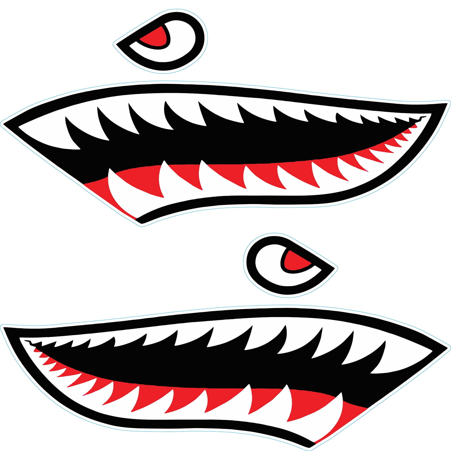 GOGHOST Teeth Mouth Kayak Stickers,Warhawk Shark Tiger Vinyl Kayak