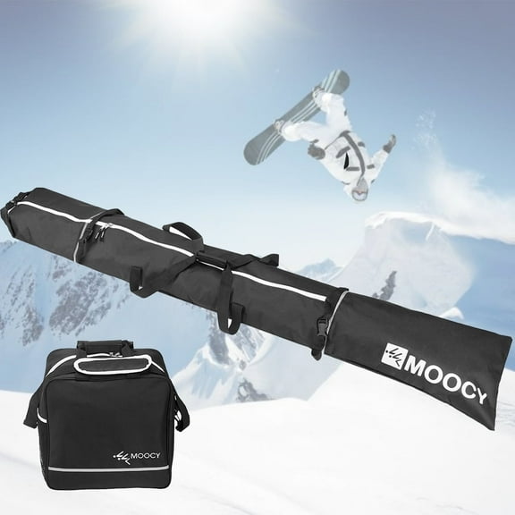 GOGHOST Ski Bag and Ski Boot Bag Combo,Unpadded Snow Ski Bags Fit Skis Up to 200cm Black