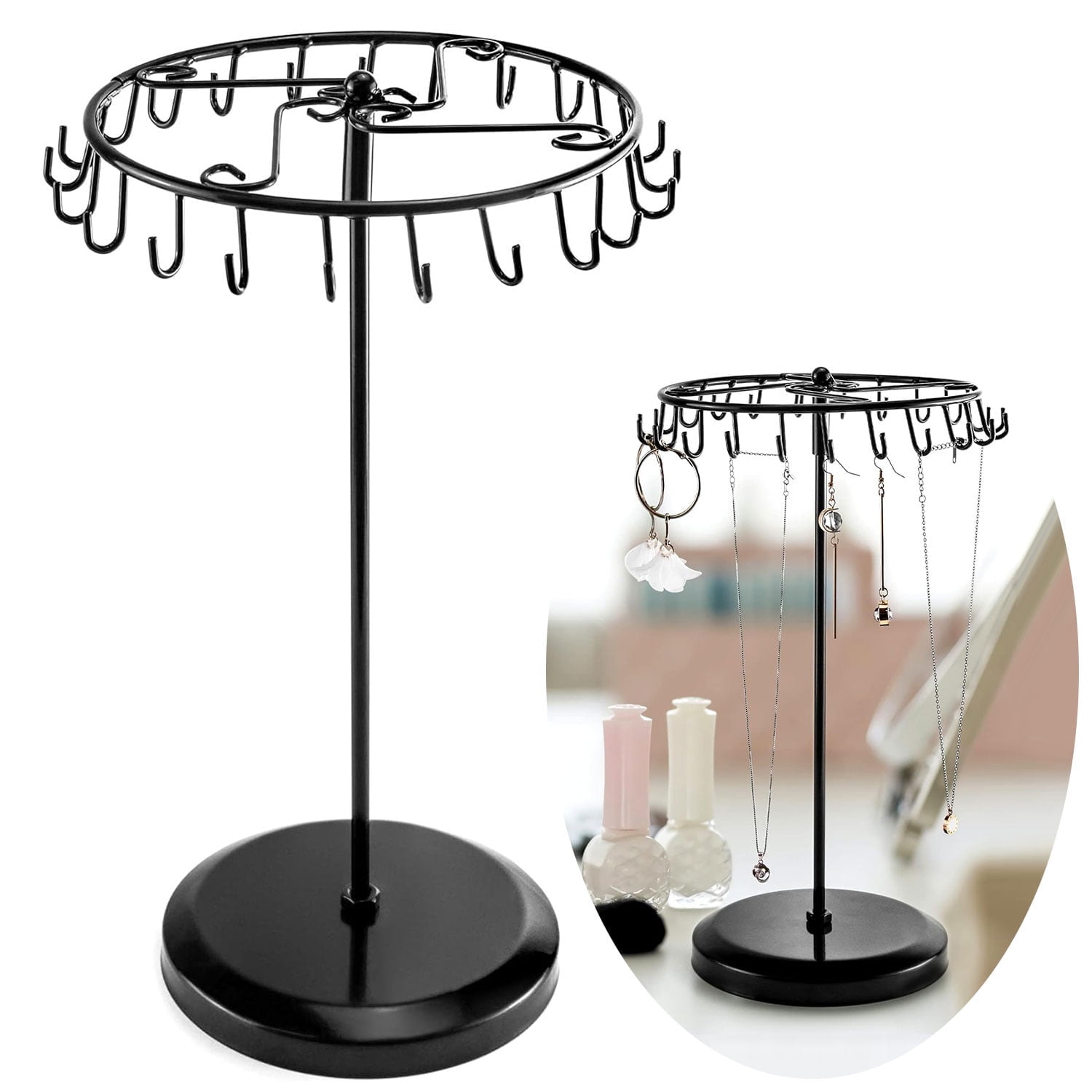 GOGHOST Spinning Jewelry Tree Display Stand,Detachable 23 Hook Jewelry ...