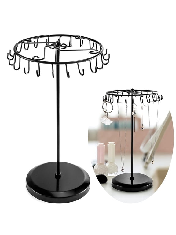 Spinning Jewelry Tree Display Stand,Detachable 23 Hook Jewelry Display Stand(Black,13.5''L)
