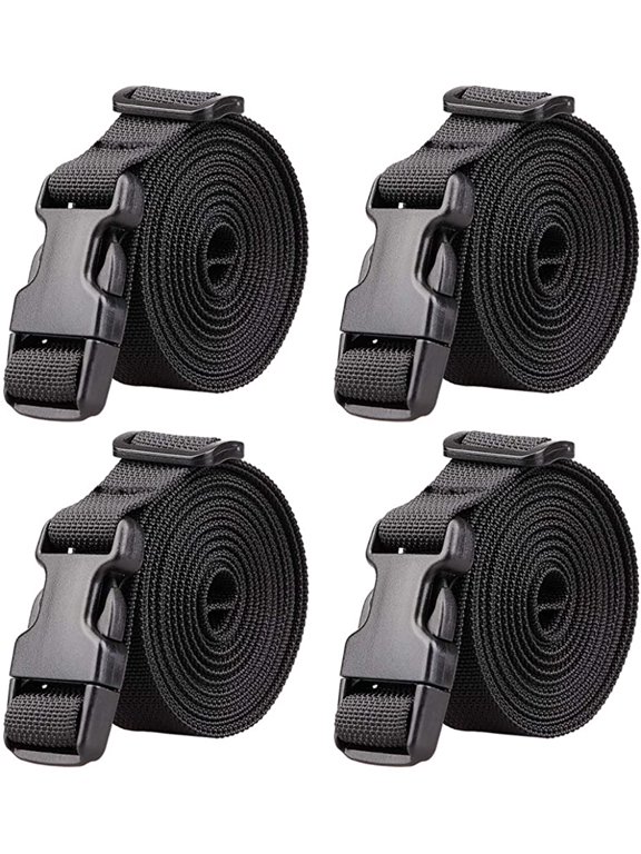 Utility Straps Luggage Strap with Quick Release Buckle Adjustable Nylon Straps for Suitcases, Sleeping Bag Compression, Tightening and Attachment (Black 3.3 feet Long (4-PCS))