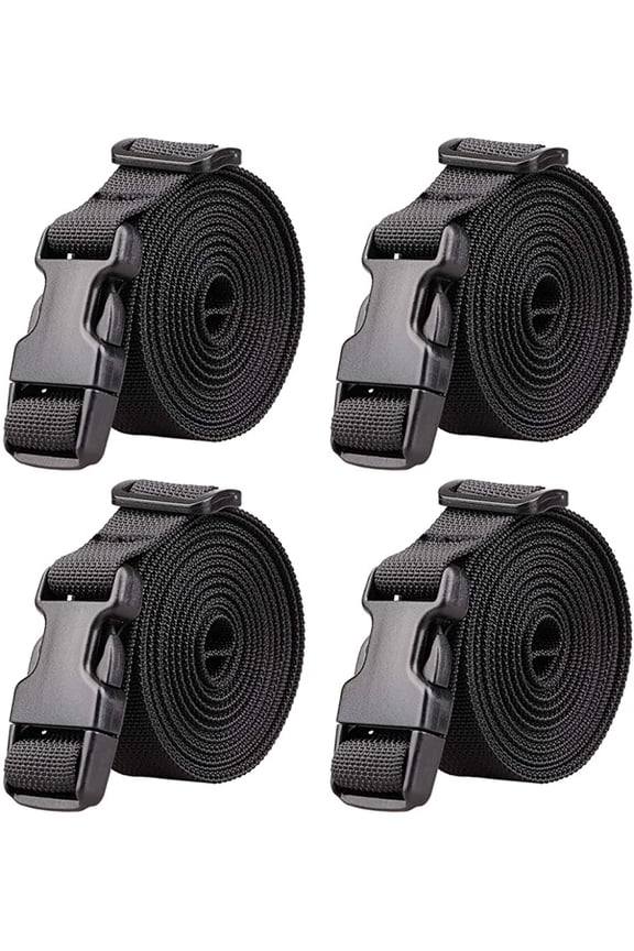 Utility Straps Luggage Strap with Quick Release Buckle Adjustable Nylon Straps for Suitcases, Sleeping Bag Compression, Tightening and Attachment (Black 3.3 feet Long (4-PCS))