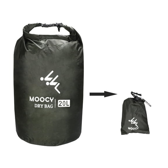 GOGHOST Waterproof Dry Bag - Fully Submersible 1pk or 3pk Ultra Lightweight Airtight Waterproof Bags - 5L, 20L and 50L Sizes -Roll Top Dry bags Dry Sack (Dark Green, 20L)