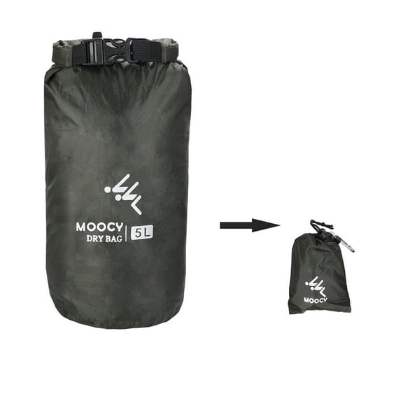 GOGHOST Waterproof Dry Bag - Fully Submersible 1pk or 3pk Ultra Lightweight Airtight Waterproof Bags - 5L, 20L and 50L Sizes -Roll Top Dry bags Dry Sack (Dark Green, 5L)