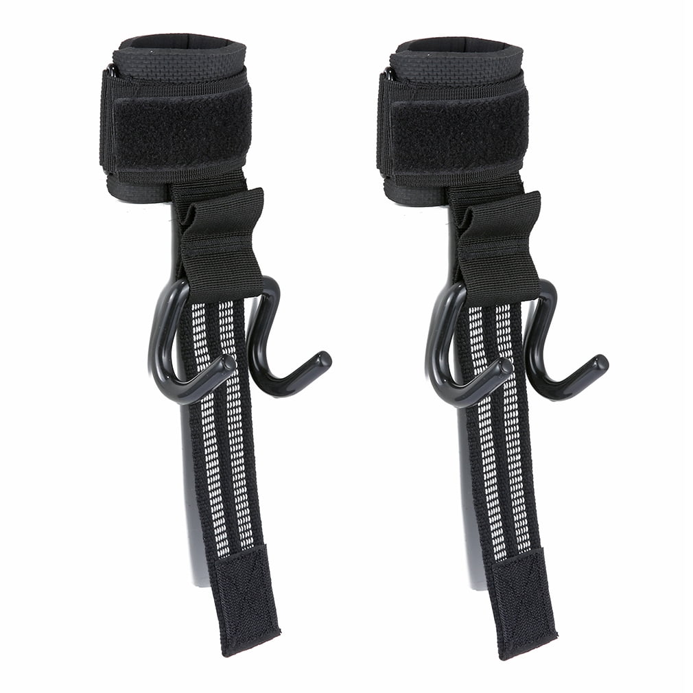 GOGHOST Weight Lifting Hooks Heavy Duty Weight Lifting Steel Hooks for Weightlifting, Powerlifting, Bodybuilding & Deadlift - Neoprene Padded Wrist Wraps Provides Support for Men & Women