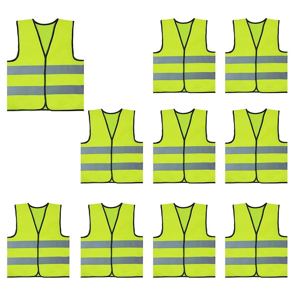 GOGO 10 Pack Child Reflective Vest For Outdoors Sports, Safety Vest, Preschool Uniforms, One Size-NeonGreen