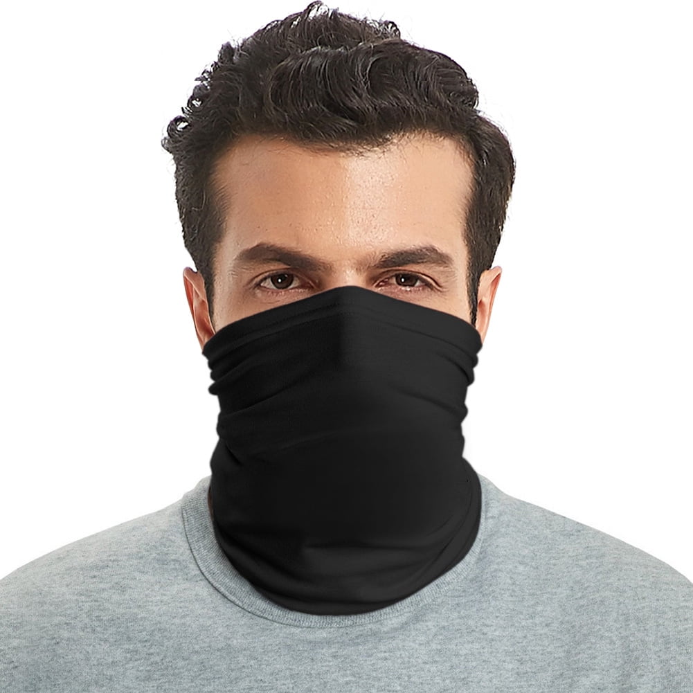 GOGO 10 Pack Unisex Face Covering Scarf Black Bandana Breathable