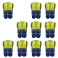 thumbnail image 1 of GOGO 10 Packs 9 Pockets High Visibility Zipper Front Safety Vest With Reflective Strips-Yellow/Blue-M, 1 of 7