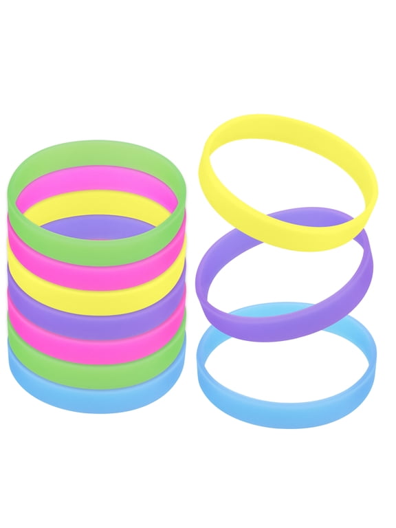 10 Pcs Glow-In-The-Dark Silicone Wristbands, Rubber Bracelets, Party Favors
