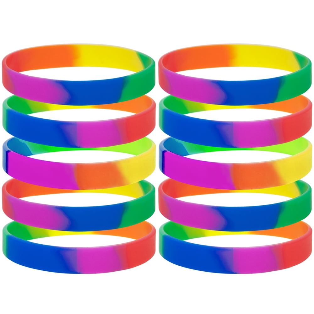 Silicone Bracelet Rainbow Colorful Rubber Wristband, Unbranded