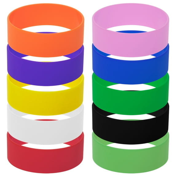 GOGO 10 Pcs Wide Silicone Wristbands, Rubber Bracelets, Party Favors - Mixed Colors