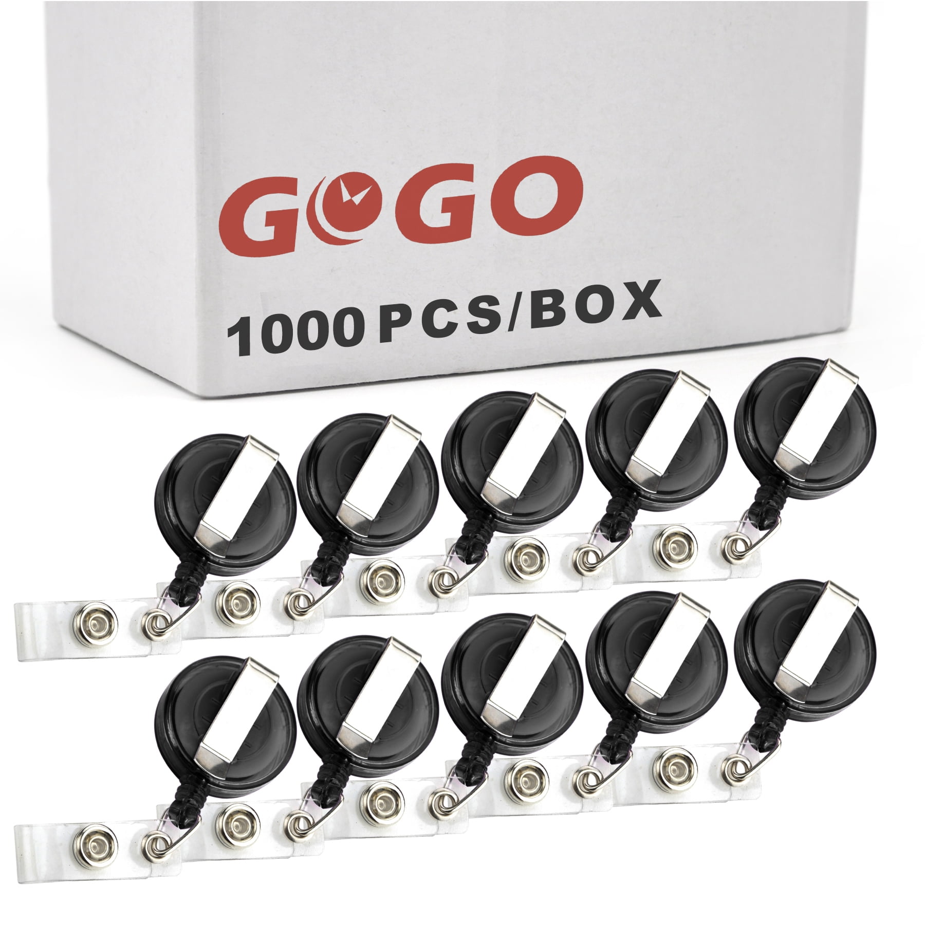 GOGO 1000/Pack Round Wholesale Nursing Badge Holder Lanyard Reels-Transparent Black