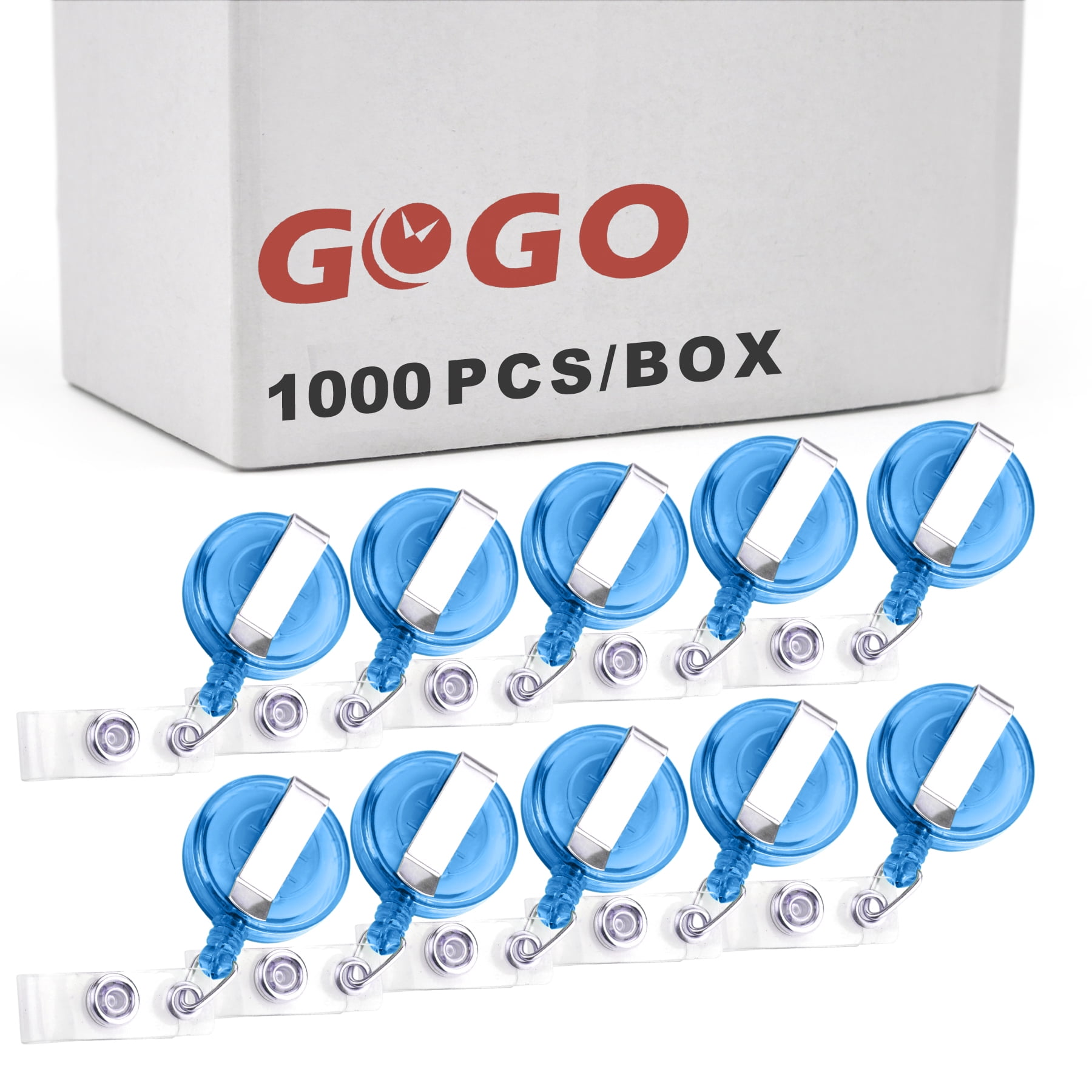GOGO 1000/Pack Round Wholesale Nursing Badge Holder Lanyard Reels-Transparent Blue