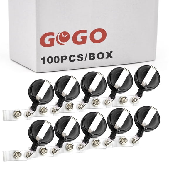 GOGO 100PCS Translucent ID Card Badge Holder Reels Bulk Best Office Supplier-Black
