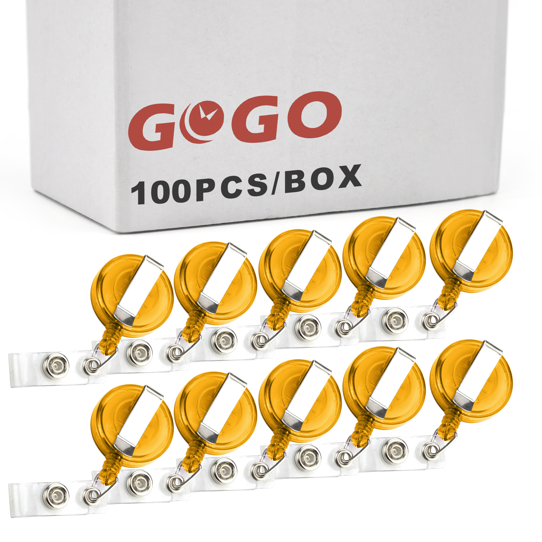 GOGO 100PCS Translucent ID Card Badge Holder Reels Bulk Best Office Supplier-Orange