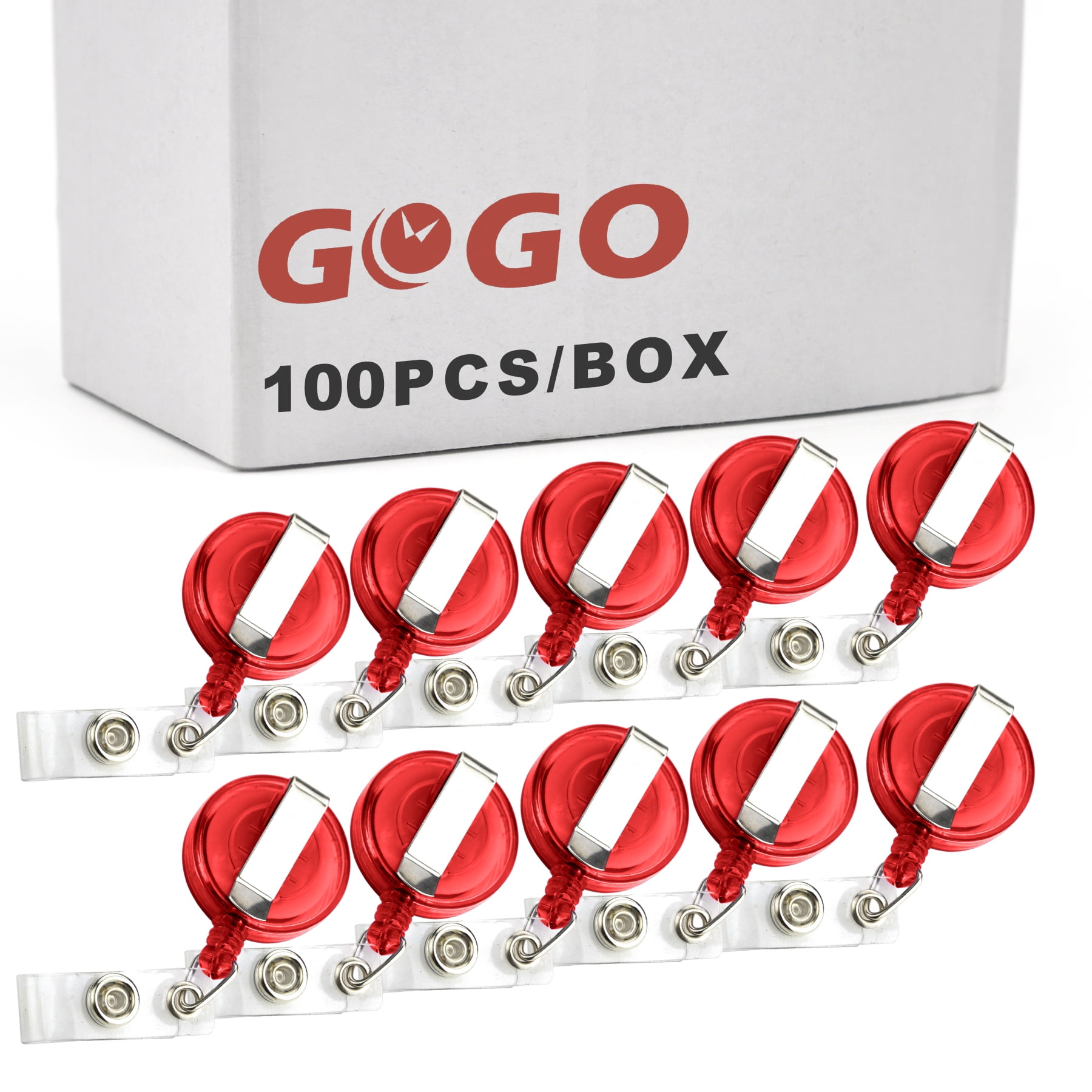 GOGO 100PCS Translucent ID Card Badge Holder Reels Bulk Best Office Supplier-Red