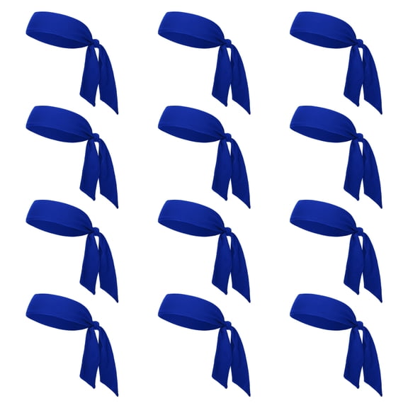 GOGO 12 Pack Head Tie Sports Headbands, Tie Back Headband Wholesale - Royal Blue