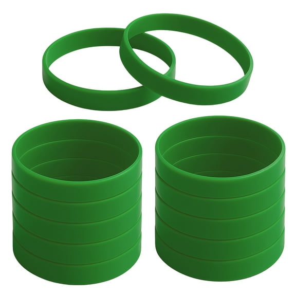 GOGO 12 Pcs Adult Rubber Bracelets, Silicone Wristbands, Party Accessories - Forest Green