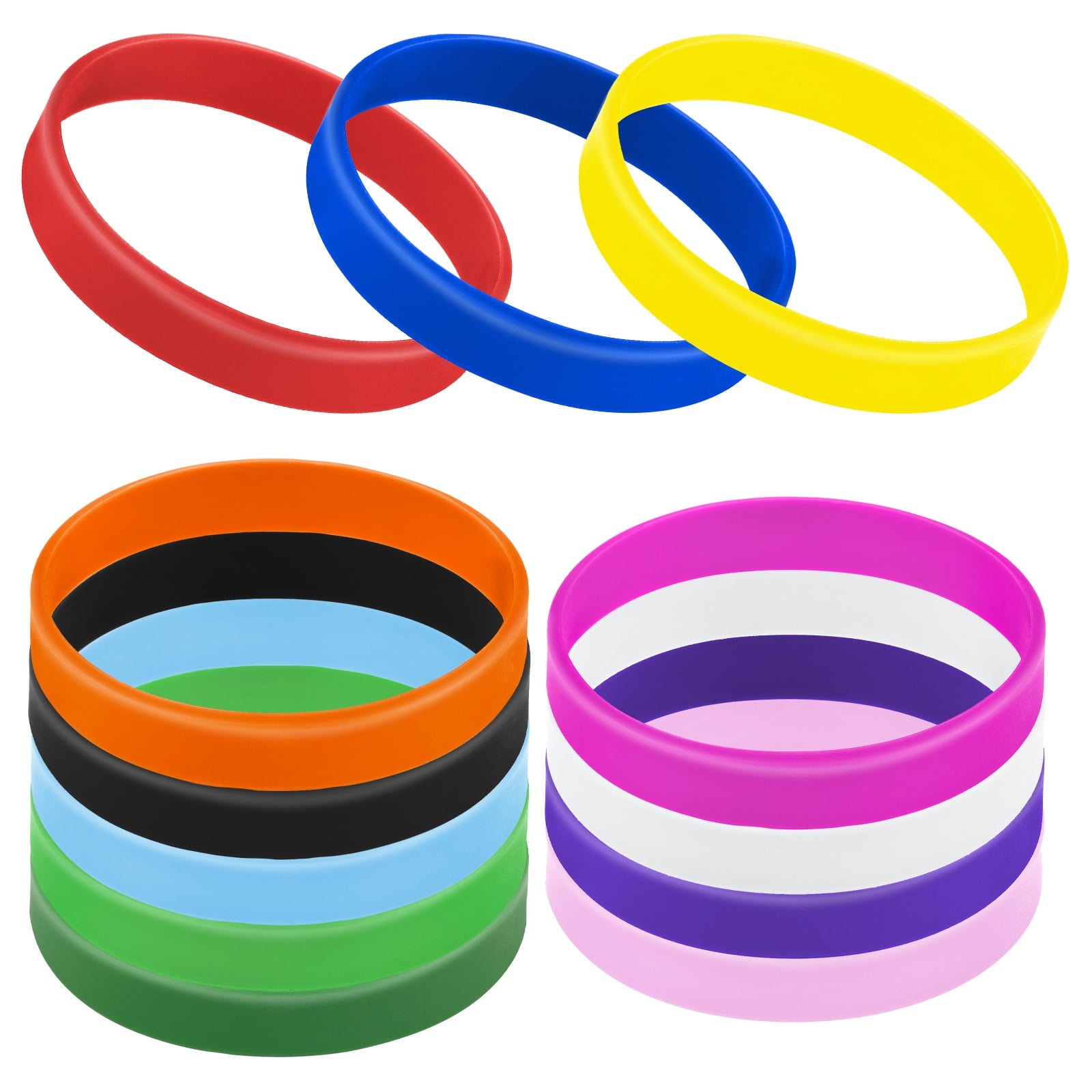 GOGO 12 Pcs Adult Rubber Bracelets, Silicone Wristbands, Party Accessories  - Mixed Colors 