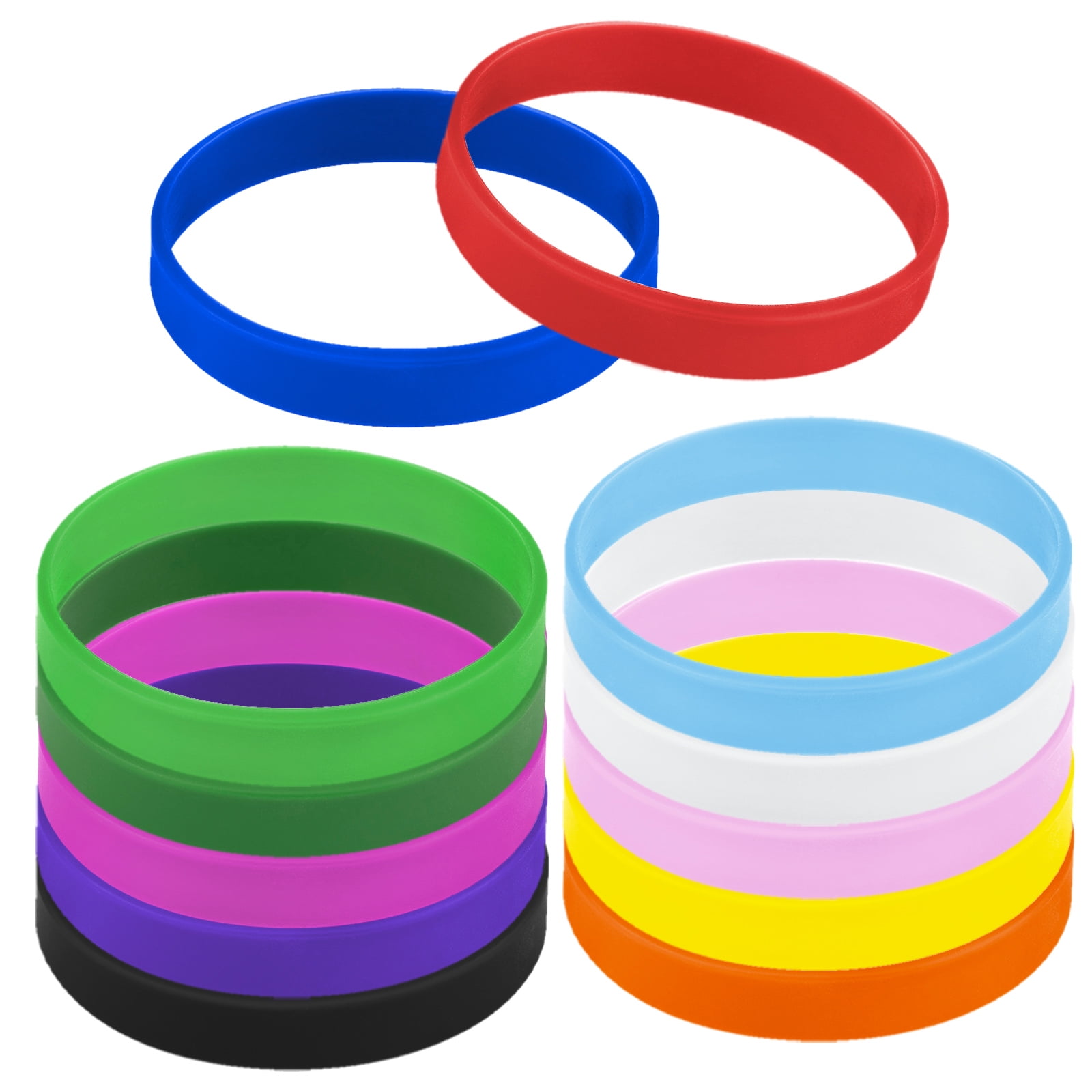 GOGO 12 Pcs Adult Rubber Bracelets, Silicone Wristbands, Party Accessories  - Mixed Colors