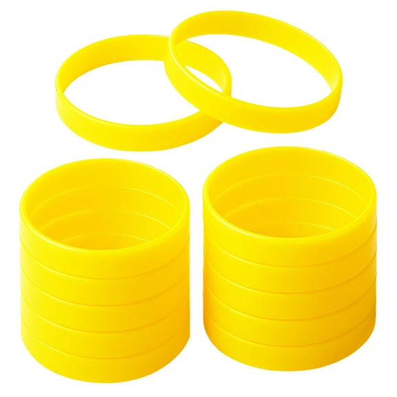 GOGO 12 Pcs Adult Rubber Bracelets, Silicone Wristbands, Party Accessories - Yellow