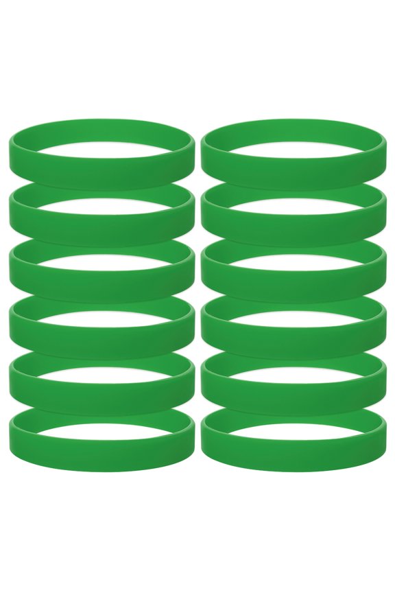 12 Pcs Silicone Wristbands for Kids, Rubber Bracelets, School Party Favors - Kelly Green