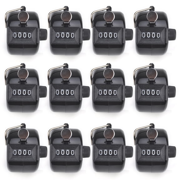 GOGO 12 Pcs Tally Counter, Plastic Handheld Digit Number Lap Counter, Manual Mechanical Clicker - Black