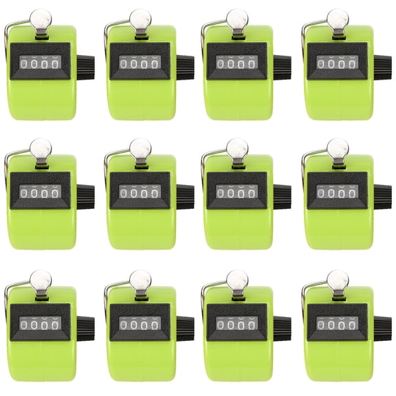 GOGO 12 Pcs Tally Counter, Plastic Handheld Digit Number Lap Counter, Manual Mechanical Clicker - Green
