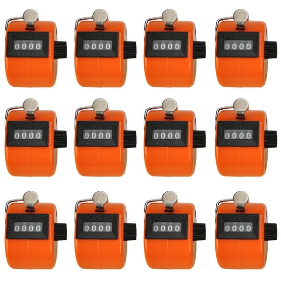 GOGO 12 Pcs Tally Counter, Plastic Handheld Digit Number Lap Counter, Manual Mechanical Clicker - Orange