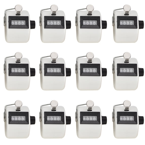 GOGO 12 Pcs Tally Counter, Plastic Handheld Digit Number Lap Counter, Manual Mechanical Clicker - White