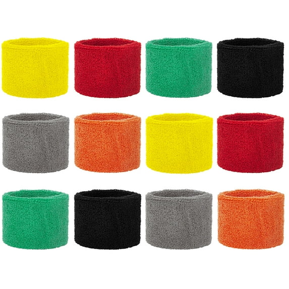 GOGO 12 Pieces Wrist Sweatbands for Children, 3" x 2-1/8" Sports Wristband - Assorted