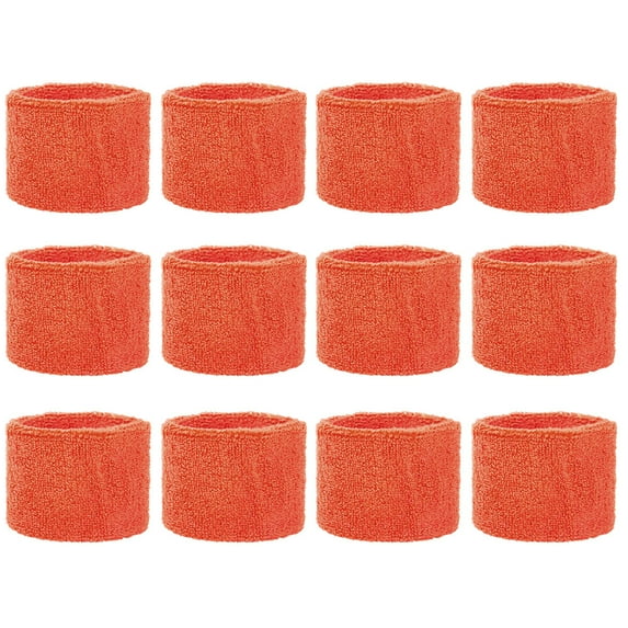 GOGO 12 Pieces Wrist Sweatbands for Children, 3" x 2-1/8" Sports Wristband - Orange