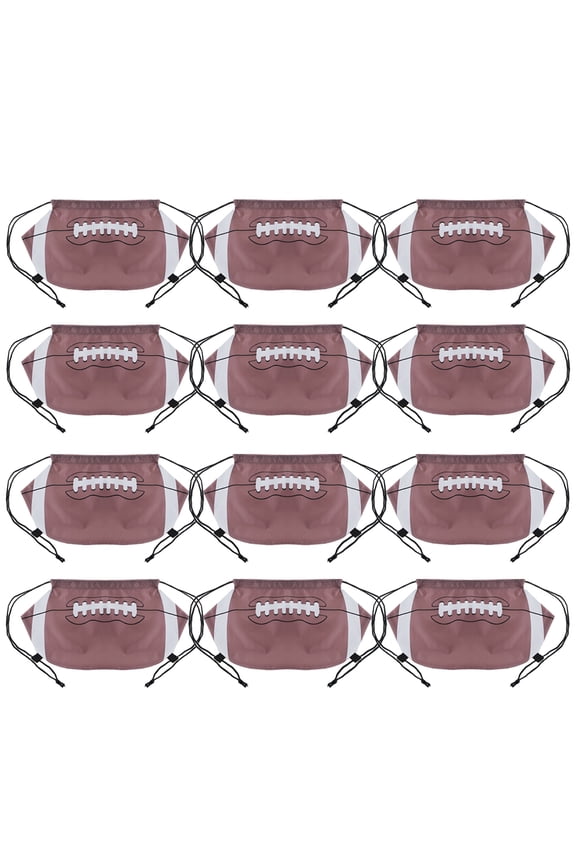12Pcs Football Rugby 210D Polyester Drawstring Backpack, 12"H x 20 1/2"W