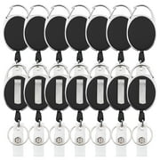 GOGO 14 Pack Retractable ID Badge Holders, Carabiner Badge Reel with Belt Clip & Key Ring-Black