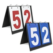 GOGO 2 Sets Portable Tabletop Sports Scoreboards Scorekeeper 00-99-Red Number + Blue Card