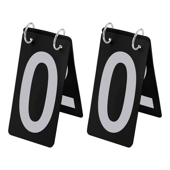 GOGO 2 Sets Tennis Score Keeper, 0-9 Double Sides, 2.5 x 5 inch, Plastic Black Card with White Number