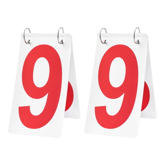 GOGO 2 Sets Waterproof Flip Scoreboard Numbers, 4 x 7 inch, Visible Red Number 0-9 Double Sides