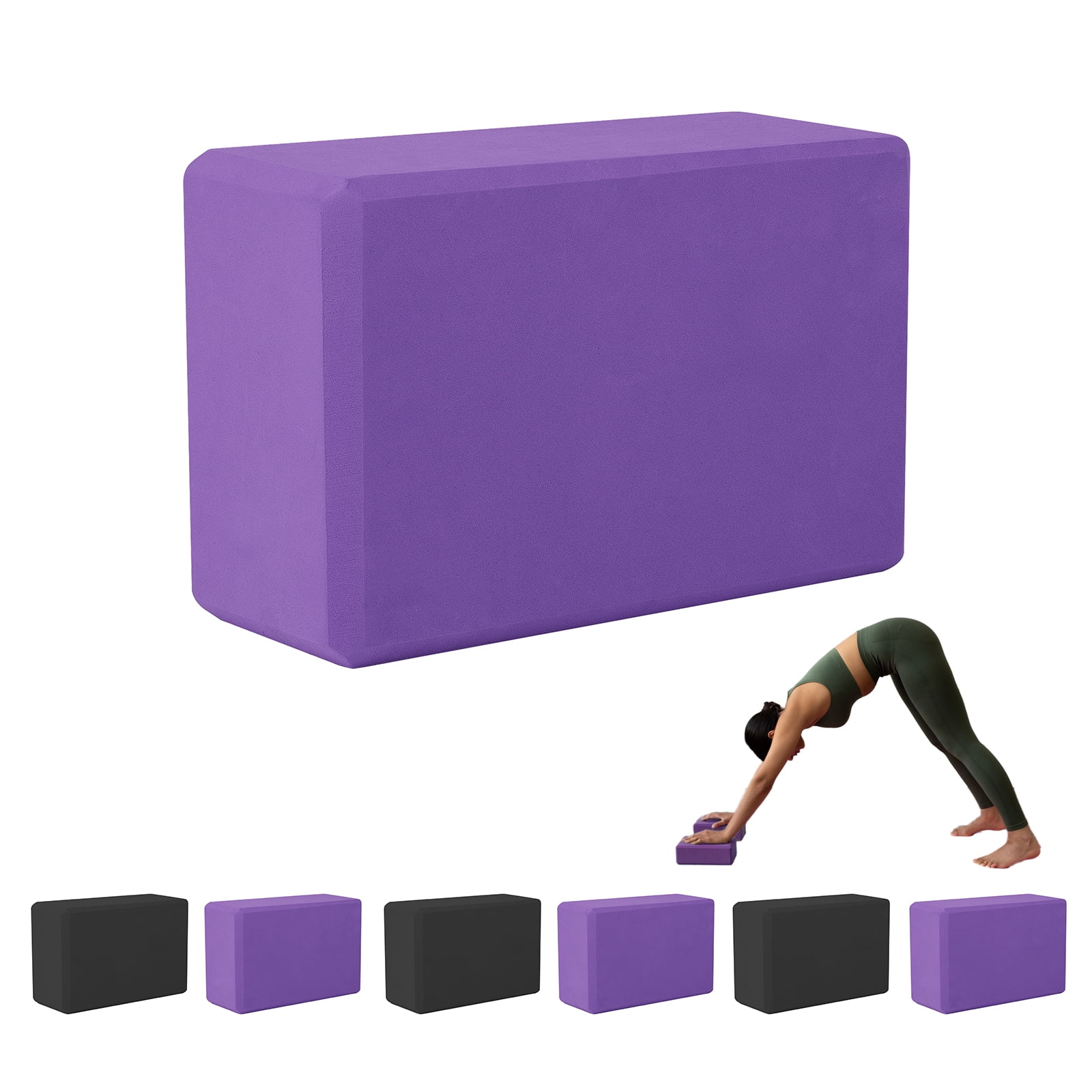Yoga Block and Yoga Strap Set EVA Foam Soft Non- Yoga Blocks Universal  Stretching and Workouts Black